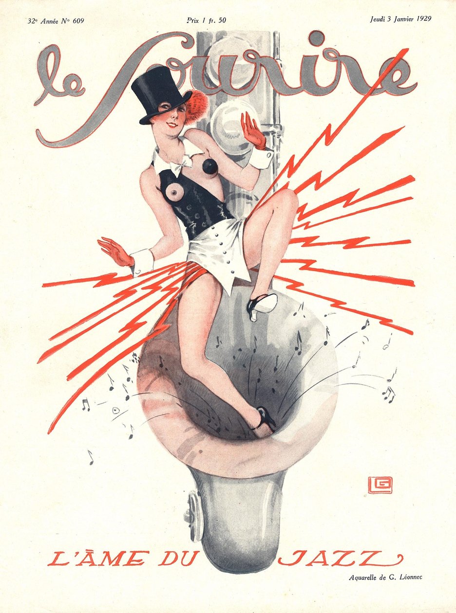 Portada de "Le Sourire", enero de 1929 (litografía en color) de Georges Leonnec