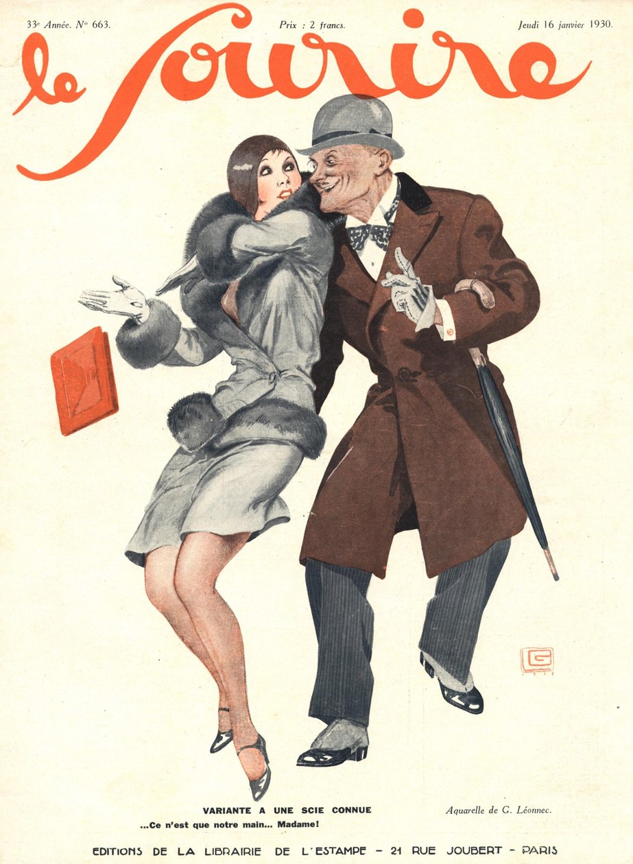 Portada de "Le Sourire", enero de 1930 (litografía en color) de Georges Leonnec