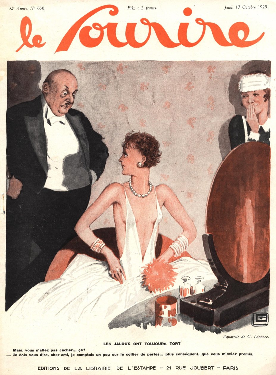 Portada de "Le Sourire", octubre de 1929 (litografía en color) de Georges Leonnec