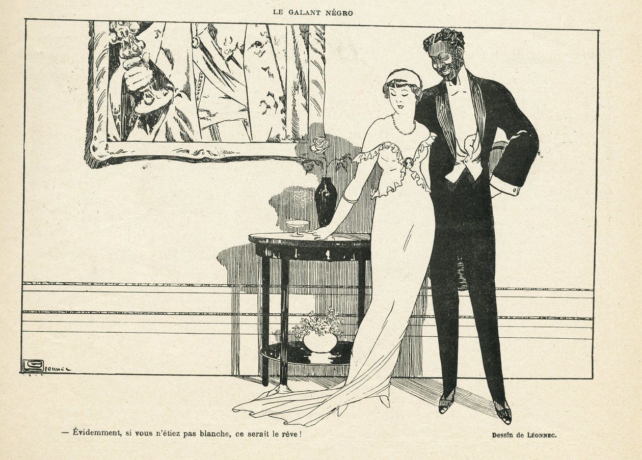 Ilustración de Georges Leonnec (1881-1940) en Le Lire, 20/07/12 - Le galant negro - Amour, Xenofobia - Negro de Georges Leonnec