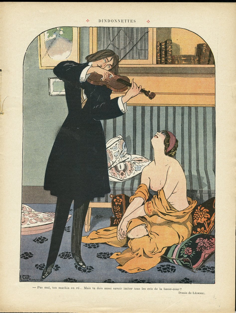 Ilustración de Georges Leonnec (1881-1940) en Le Rire, 21/09/12 - Turquía - Música, Violín de Georges Leonnec