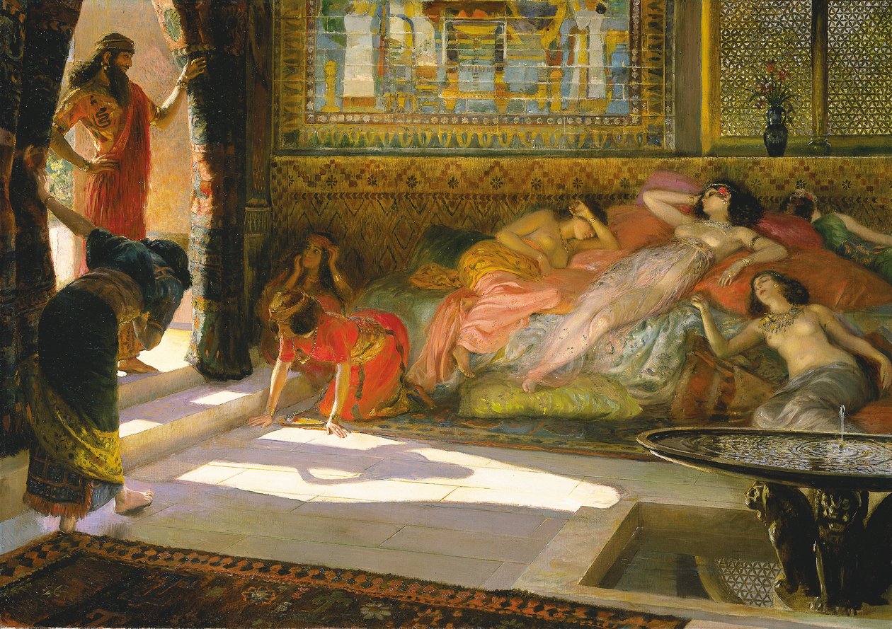 Nueva llegada al harén, Tebas, 18ª Dinastía, c.1890 de Georges Marie Rochegrosse