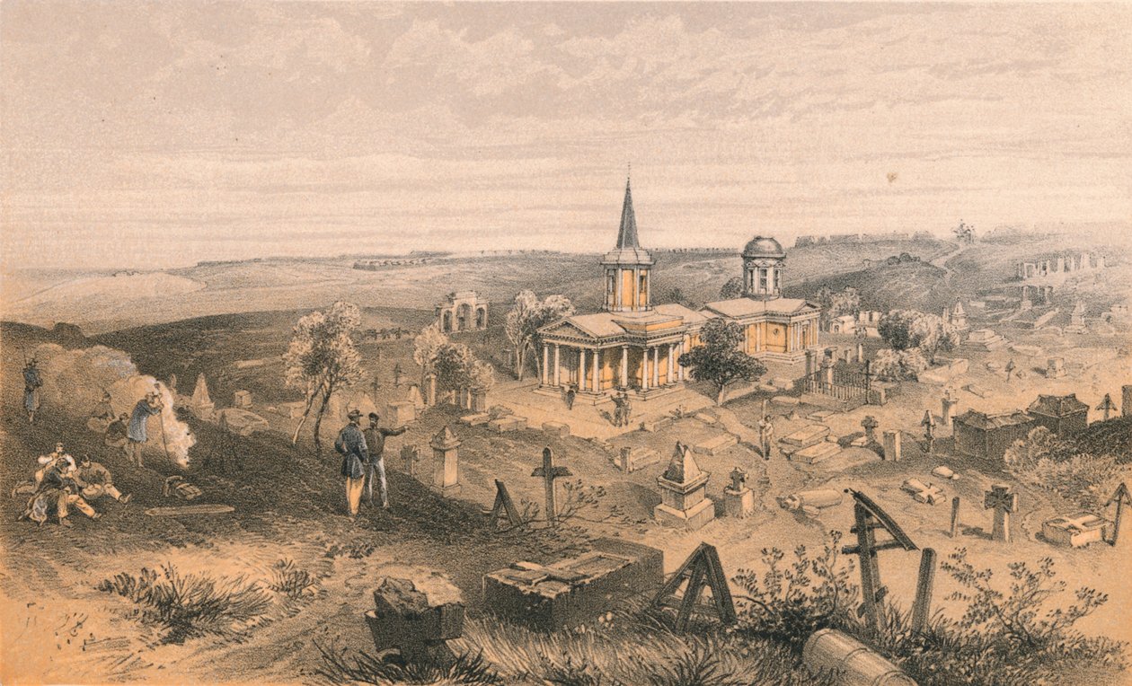 Cementerio de cuarentena e iglesia con batería francesa No. 50, 1856 de Georges McCulloch