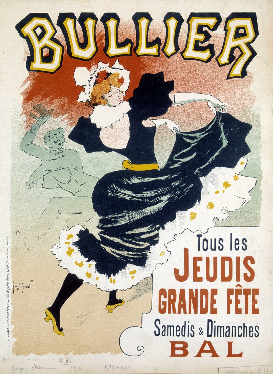 Póster "Bullier" para el baile - pub de finales del siglo XIX de Georges Meunier