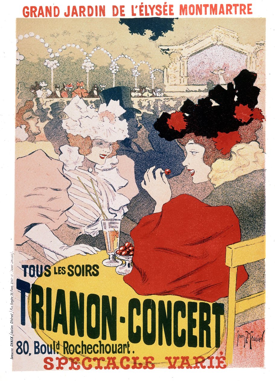 Póster para los espectáculos en el concierto Trianon en el jardín del cabaret parisino Elysee Montmartre, c.1900 de Georges Meunier