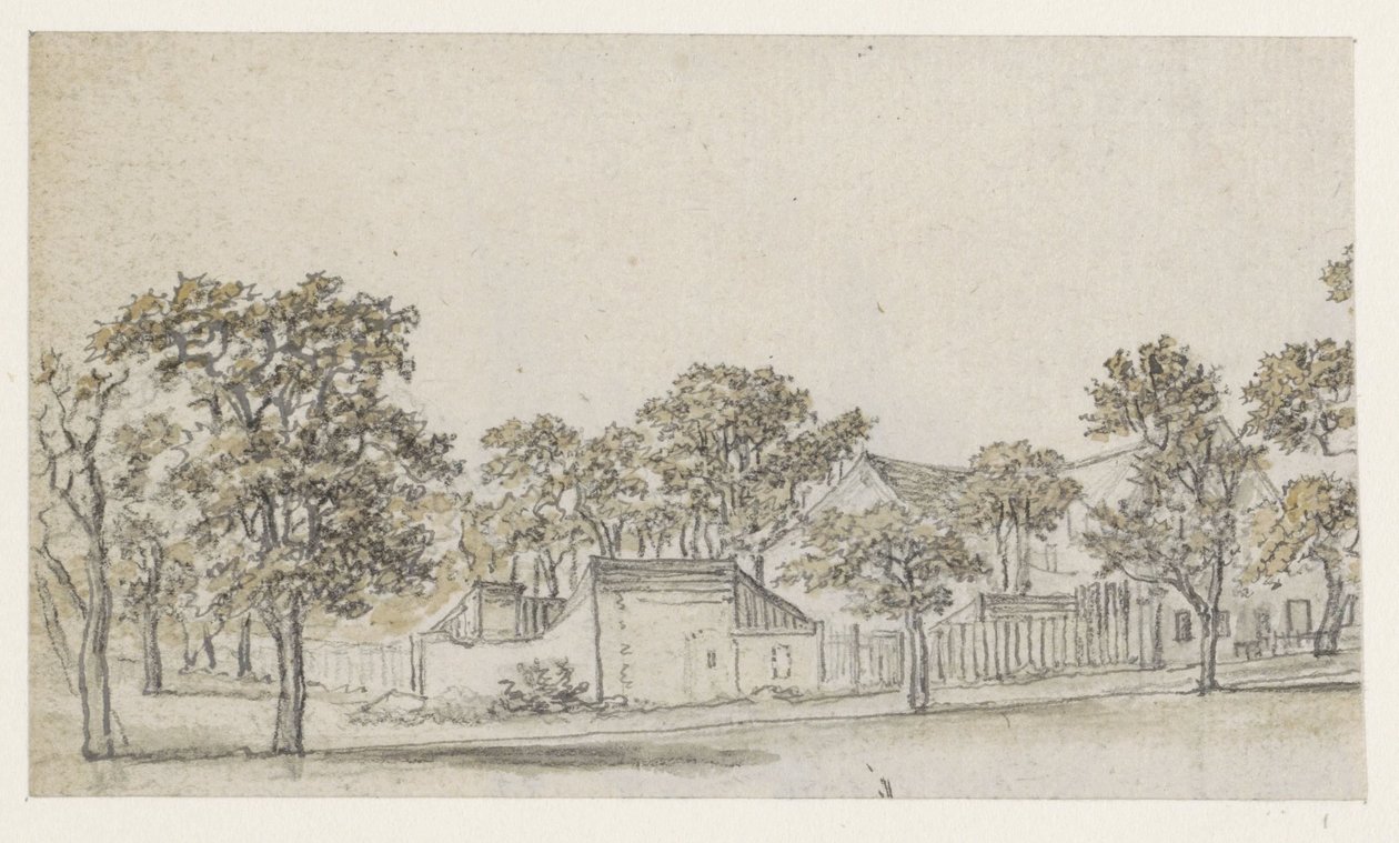 Grupo de casas entre árboles de Georges Michel
