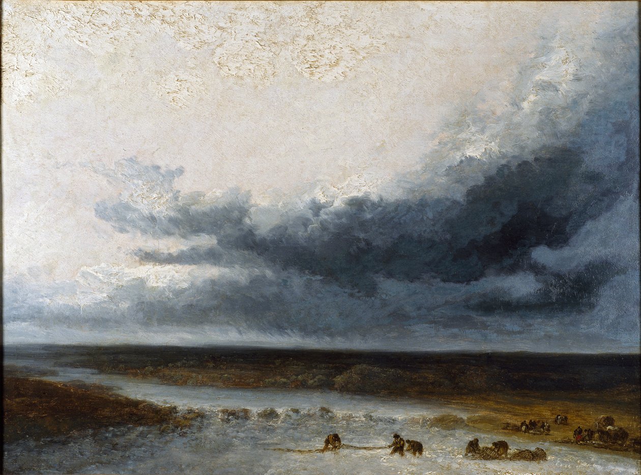 Paisaje con pescadores en la desembocadura de un río de Georges Michel