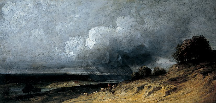 Tormenta sobre Montmartre, c.1763 - 1843 (óleo sobre papel) de Georges Michel