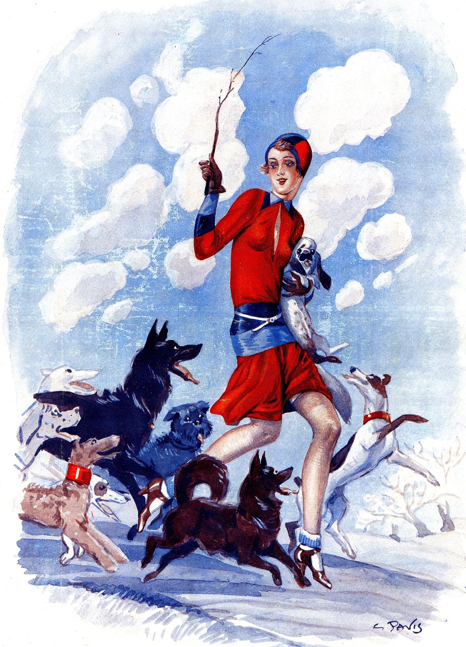 Bribona de primavera, la niña de mamá en peligro - ilustración de la Vie Parisienne de Georges Pavis