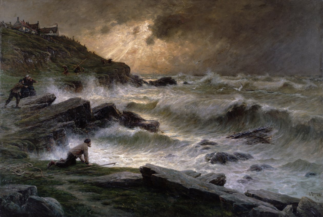 Naufragadores en la costa de Bretaña, 1911 de Georges Philibert Charles Maroniez