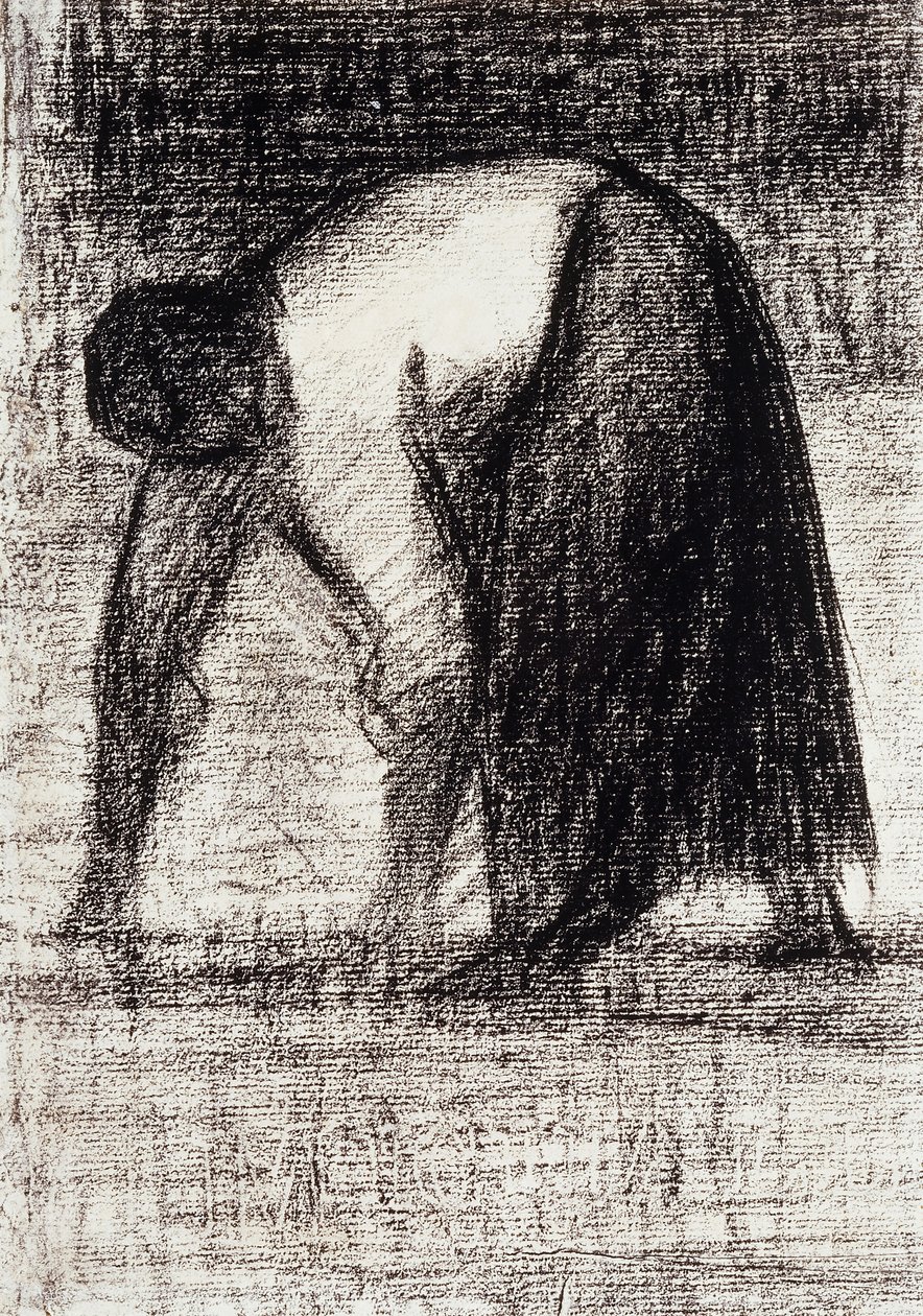 Campesina con las manos en el suelo de Georges Pierre Seurat