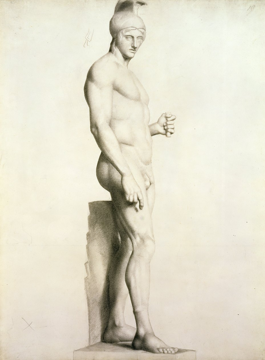 Perfil de una escultura de un Guerrero con Casco de Georges Pierre Seurat