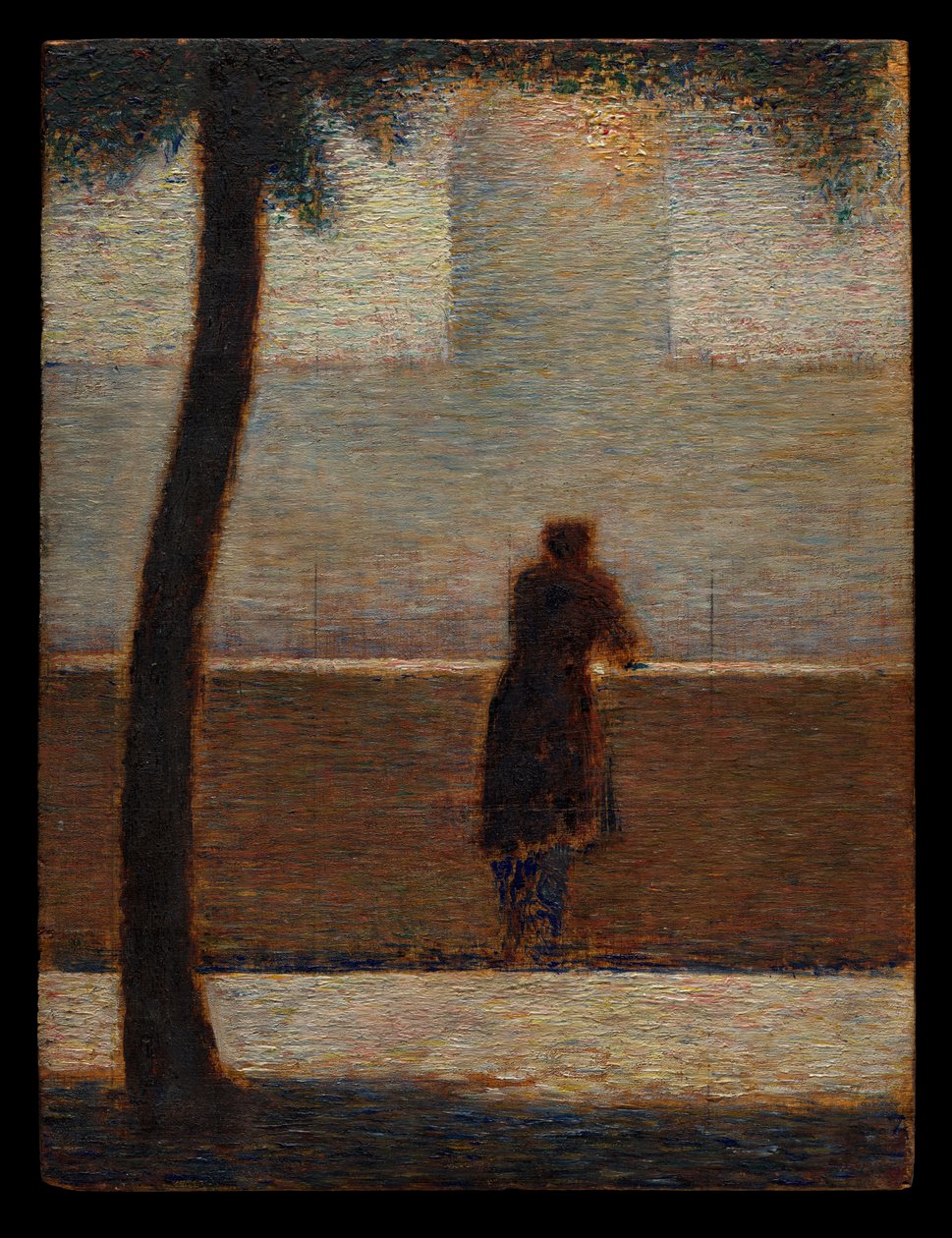 Un hombre apoyado en un parapeto de Georges Seurat