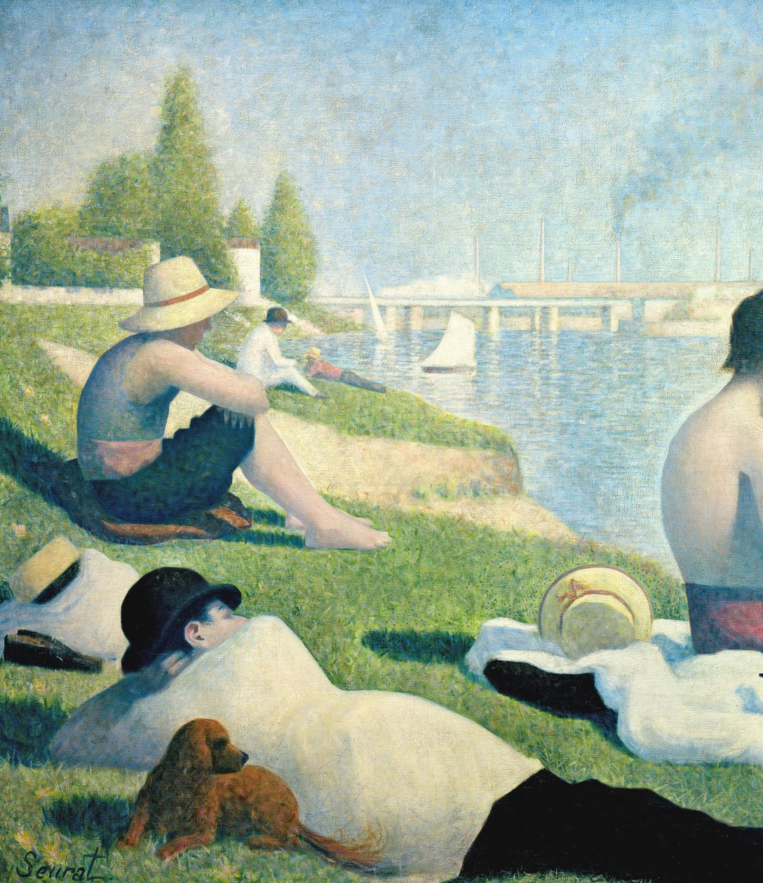 Bañistas en Asnieres, 1884 (detalle) de Georges Seurat
