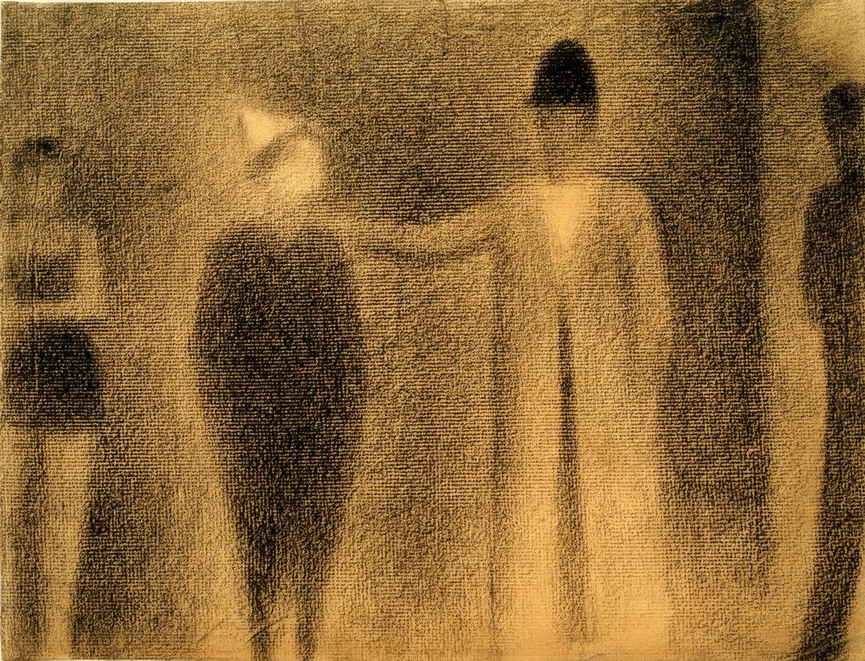 Payaso y tres personajes (Estudio) de Georges Seurat