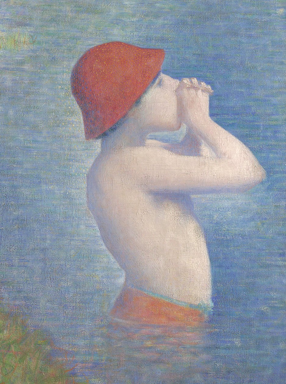 Detalle de Los bañistas en Asnières, 1884 de Georges Seurat