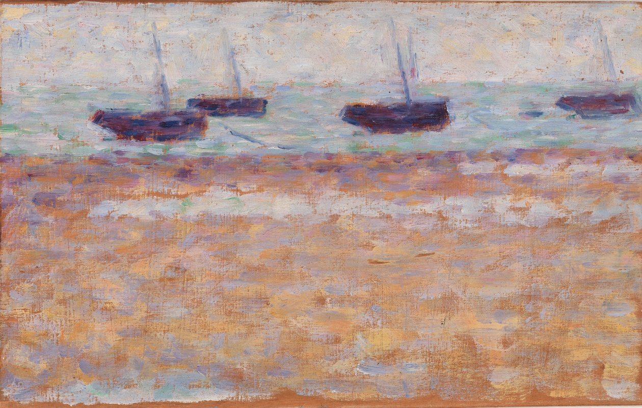 Cuatro barcos en Grandcamp de Georges Seurat