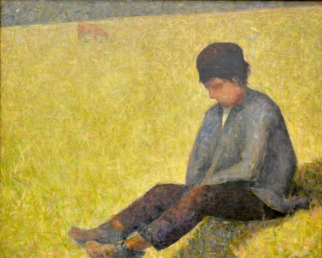 Alemán: Boy Sitting in a Meadow Niño sentado en un prado de Georges Seurat