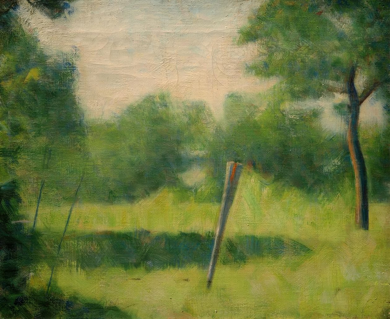 Paisaje con una estaca de Georges Seurat