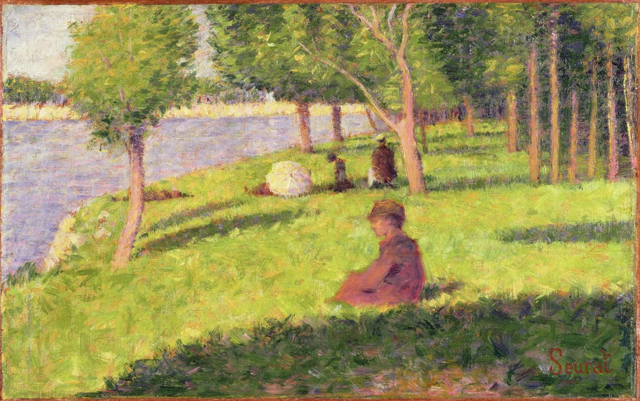 Figuras sentadas, estudio para Un domingo por la tarde en la isla de La Grande Jatte (detalle) de Georges Seurat