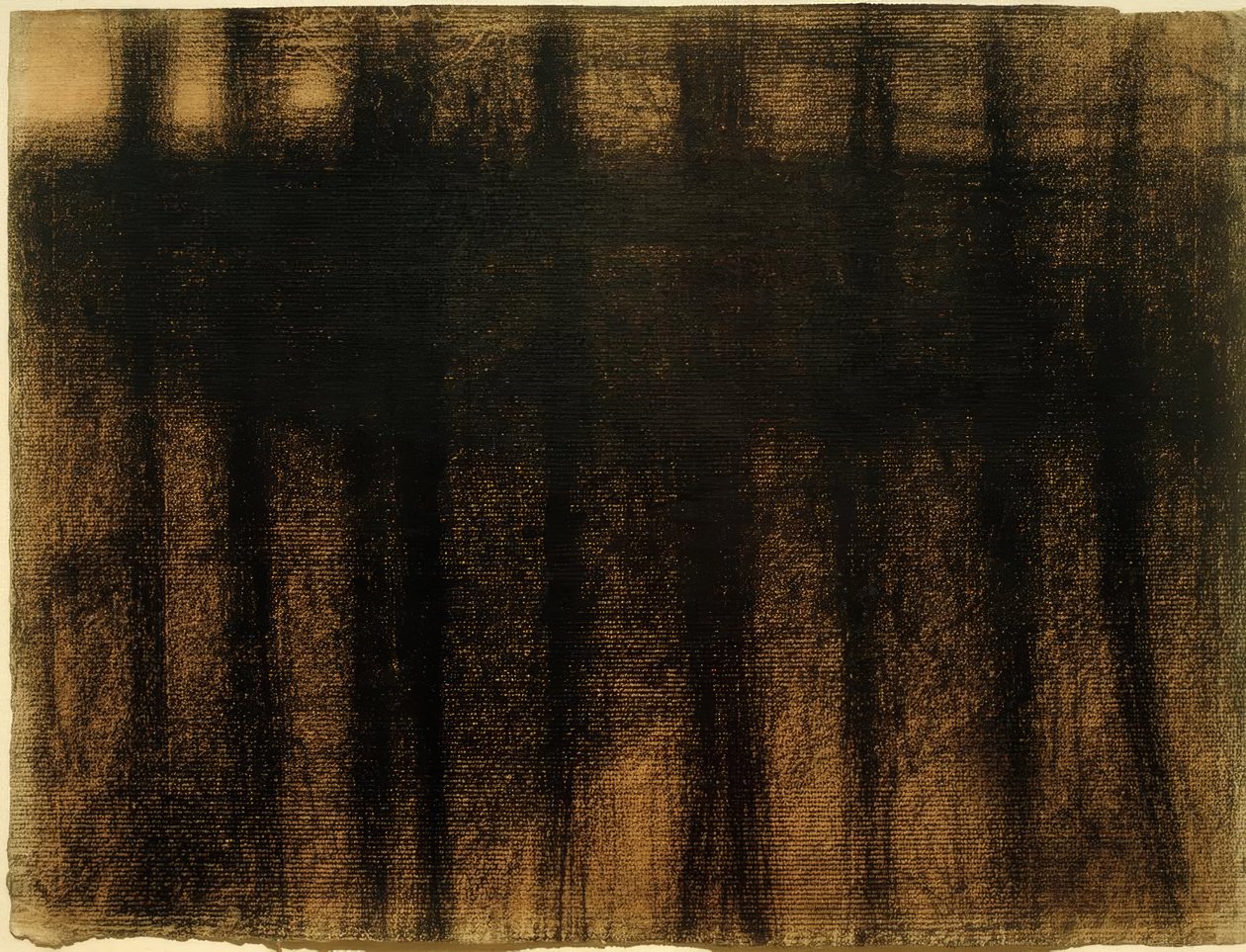 Troncos de árboles reflejados en el agua de Georges Seurat