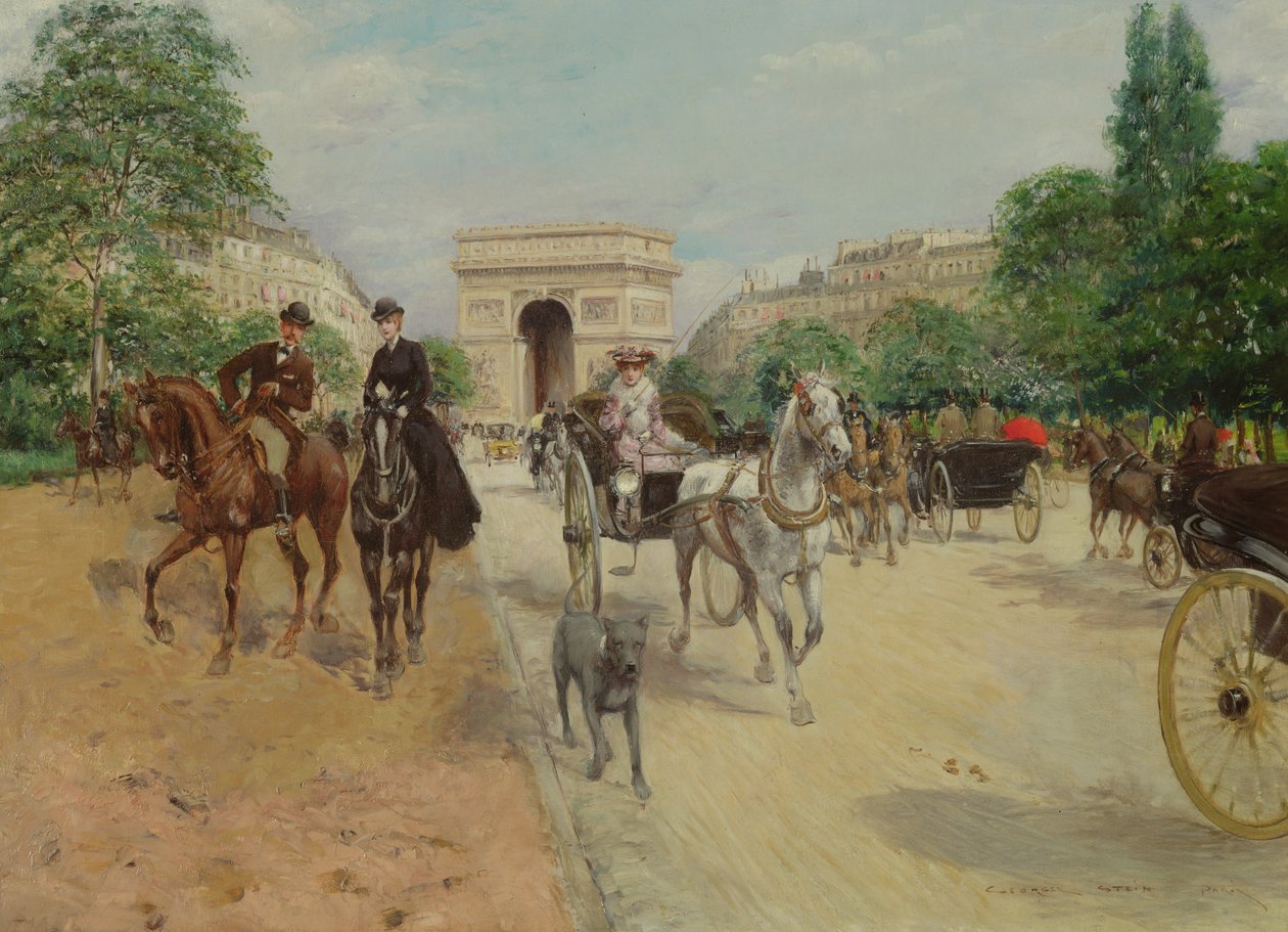 Jinetes y carruajes en la Avenida du Bois, 1910 de Georges Stein