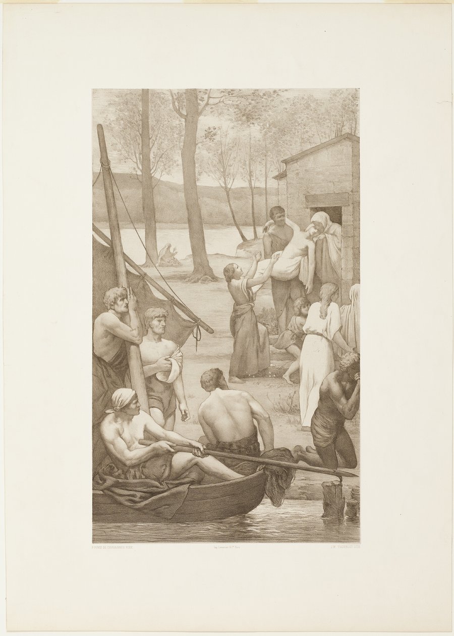 Vida pastoral de Santa Genoveva (panel izquierdo) de Georges William Thornley
