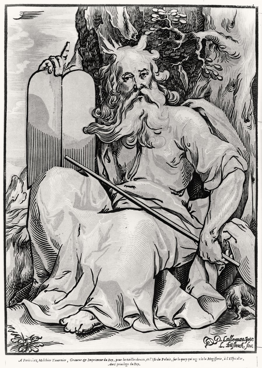 Moisés, grabado por Ludwig Businck (c.1590-después de 1630) de Georges after Lallemand