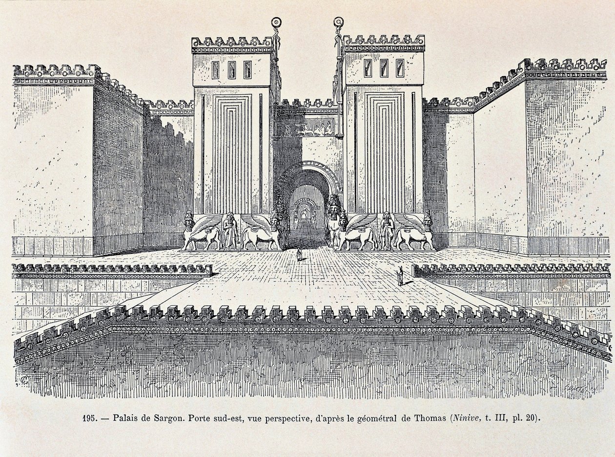 Reconstrucción de la puerta sureste del Palacio de Sargón en Dur-Sharrukin (