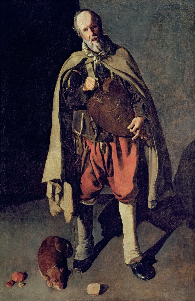 El tocador de zanfoña con su perro, 1620s de Georges de La Tour