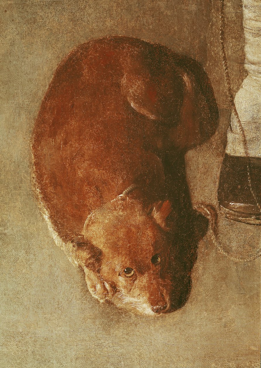 El jugador de zanfona con su perro, c.1620 (detalle) de Georges de La Tour