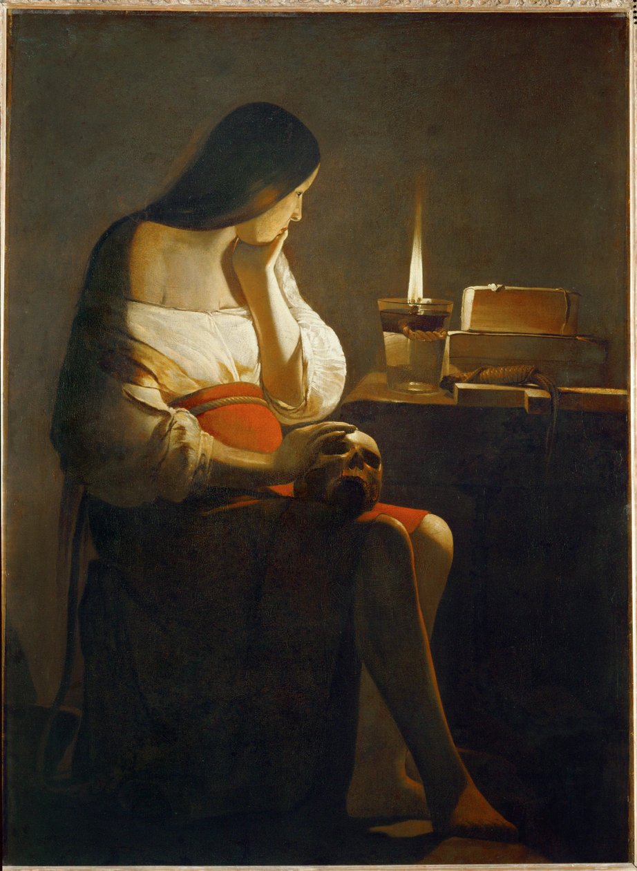 La Madeleine a la Veilleuse - Magdalena con la luz de la noche ... de Georges de La Tour