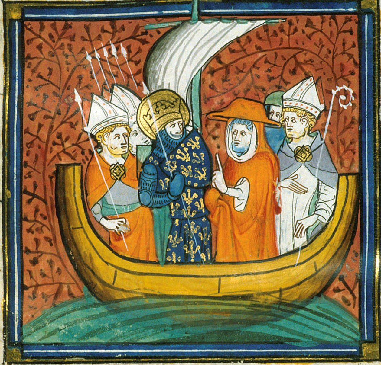 Consejo a bordo de un barco, de Chroniques de France ou de St Denis, siglo XIV (22528511880) de Georgia Levan Ramishvili from Tbilisi