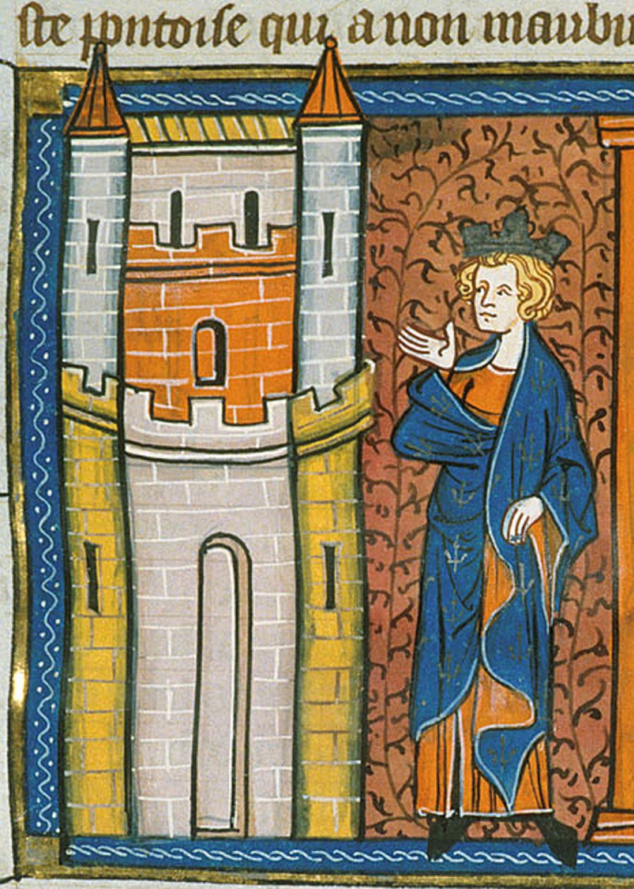 Luis IX delante de la fortaleza, de Chroniques de France ou de St Denis, siglo XIV (22690438696) de Georgia Levan Ramishvili from Tbilisi