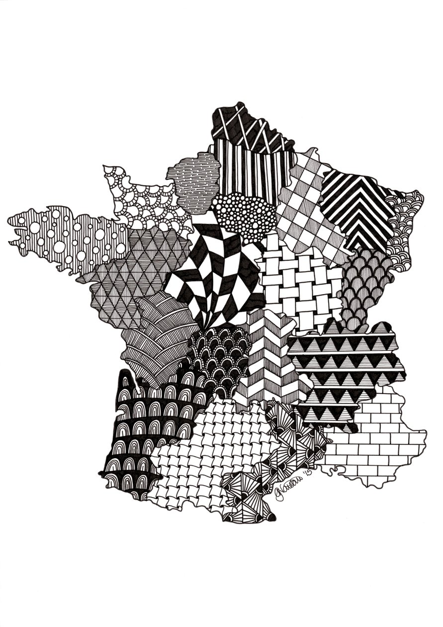 Francia, 2015 (tinta sobre cartulina) de Georgina Naisbitt