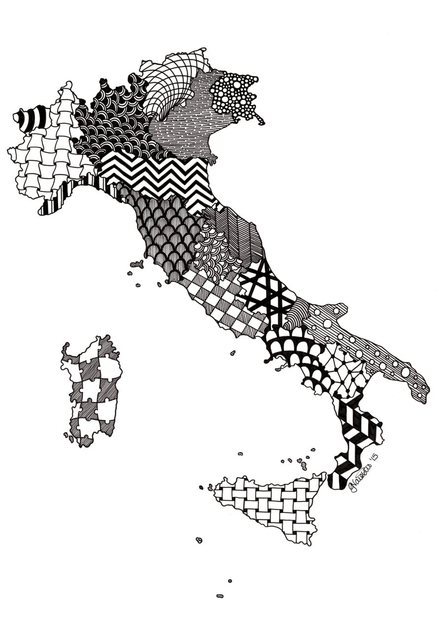 Italia, 2015 (tinta sobre cartulina) de Georgina Naisbitt