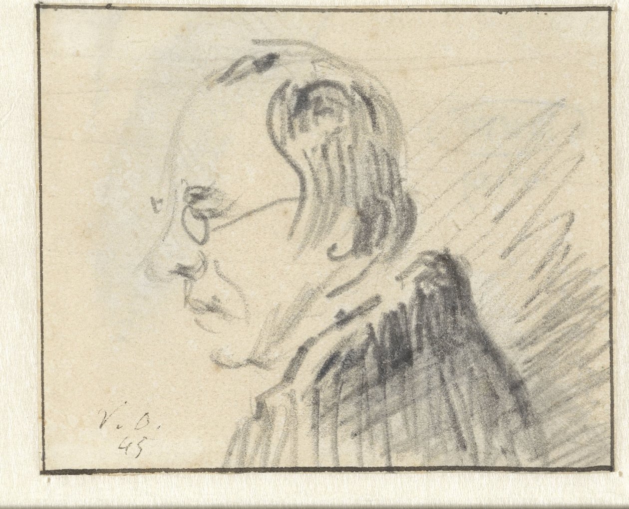 Perfil de hombre con gafas, hacia la izquierda de Georgius Jacobus Johannes van Os