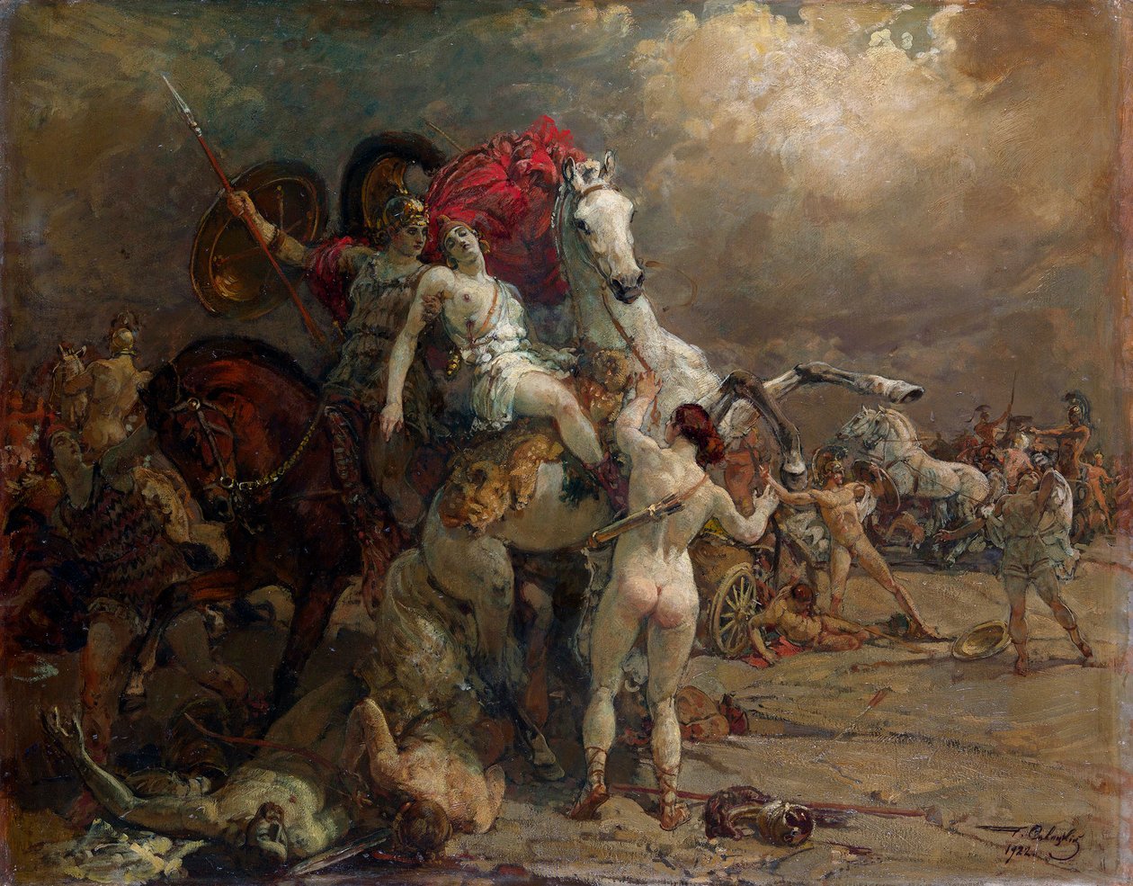 La mujer guerrera herida Camille de Georgiy Konstantinovich Savitsky