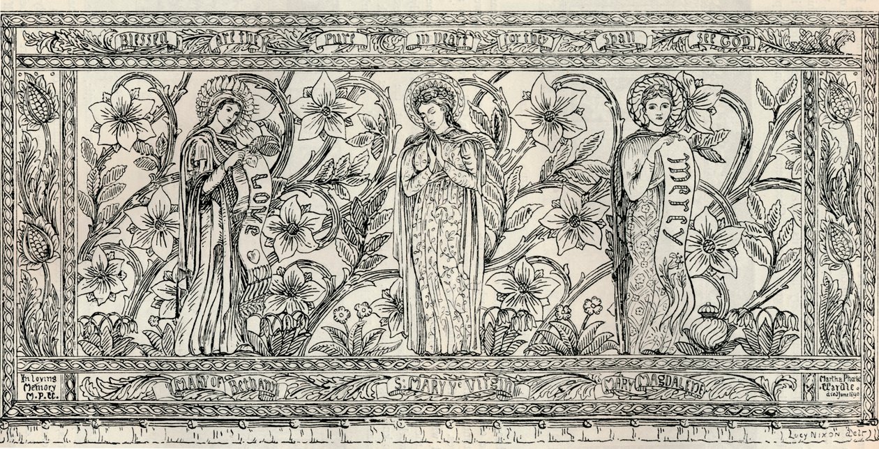 Mantel de Altar Memorial Blanco, Iglesia Parroquial, Cheddleton, c1891 de Gerald Callcott Horsley