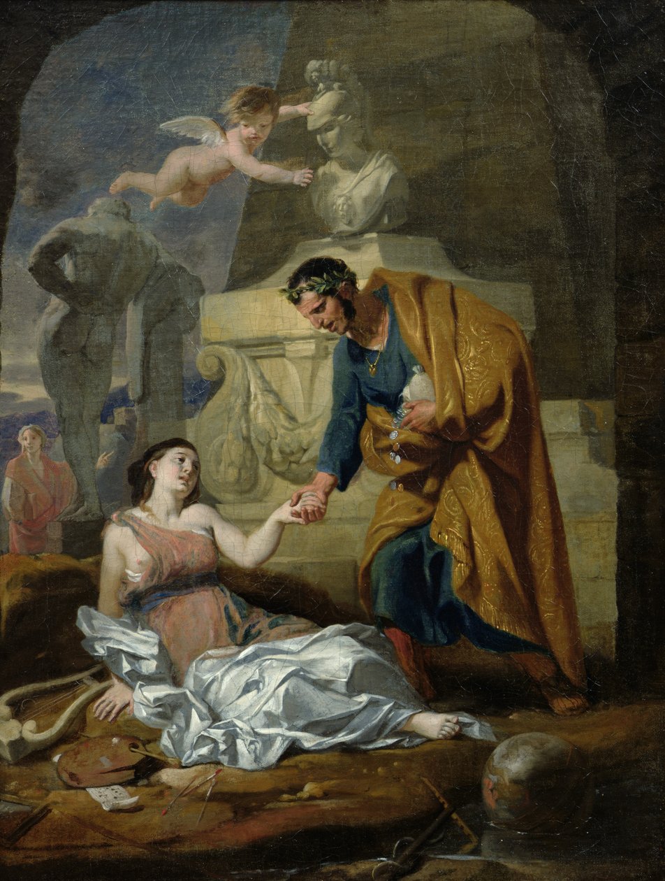 Alegoría de las Artes y el Mecenazgo o, el Emperador Augusto (63-14 a.C.) Apoyando las Artes, 1660-69 de Gerard de Lairesse