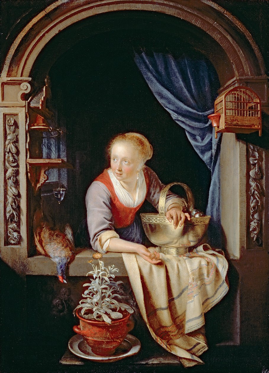 Mujer en una ventana, 1663 de Gerrit Dou