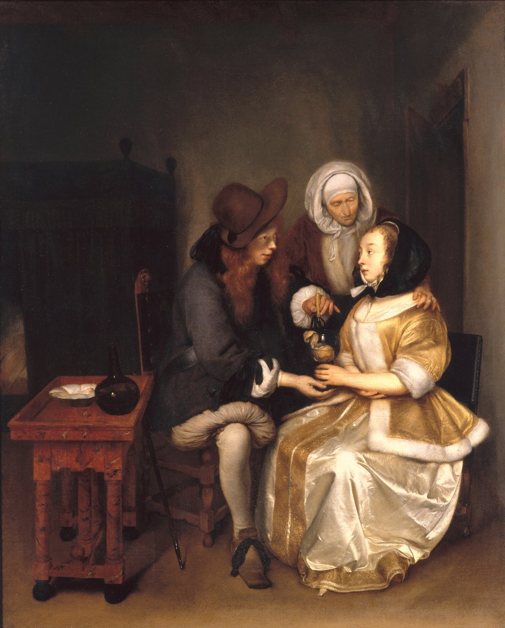 Un Interior con una Pareja y una Alcahueta: El Vaso de Limonada de Gerard ter Borch