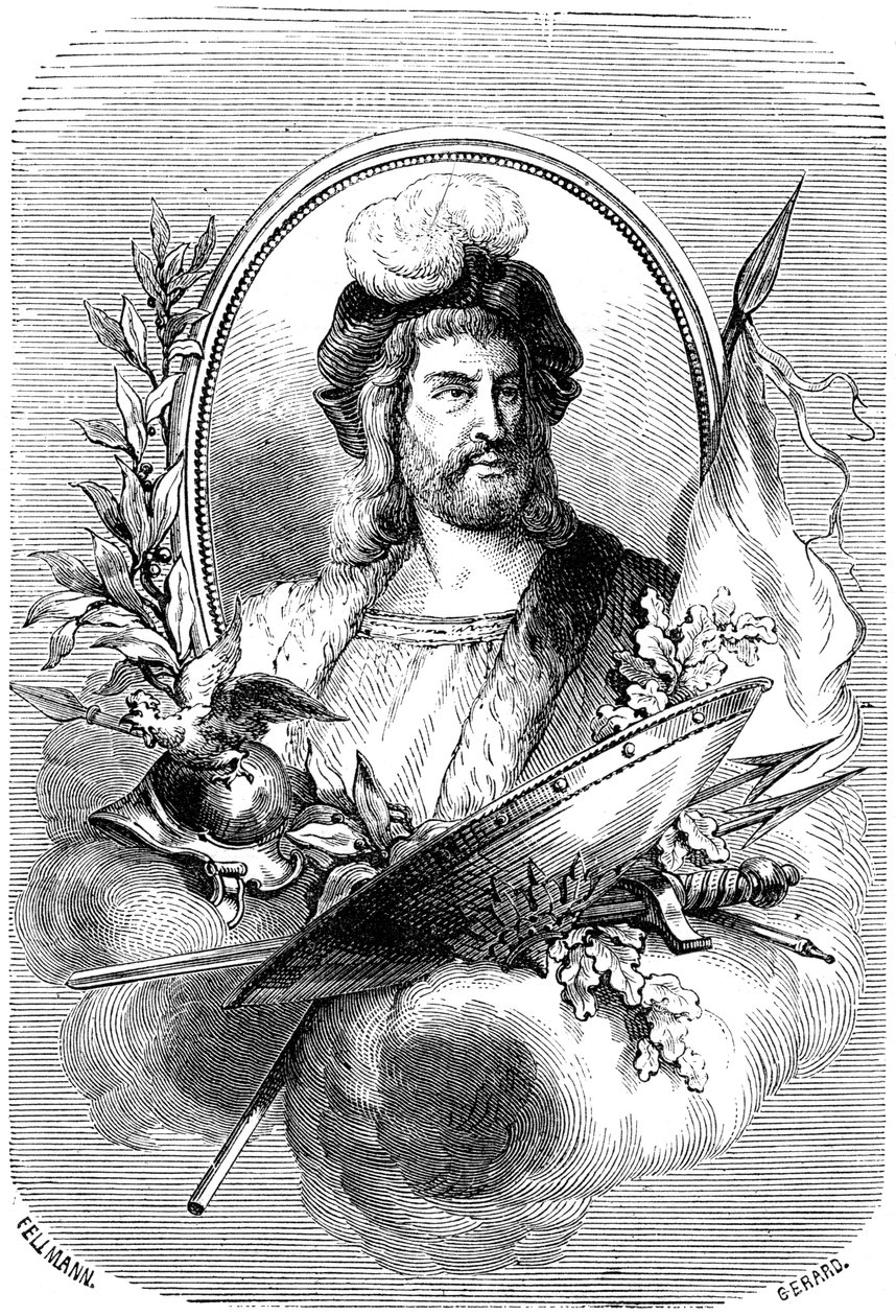 Pierre Terrail de Bayard, soldado francés del siglo XVI, 1882-1884 de Gerard