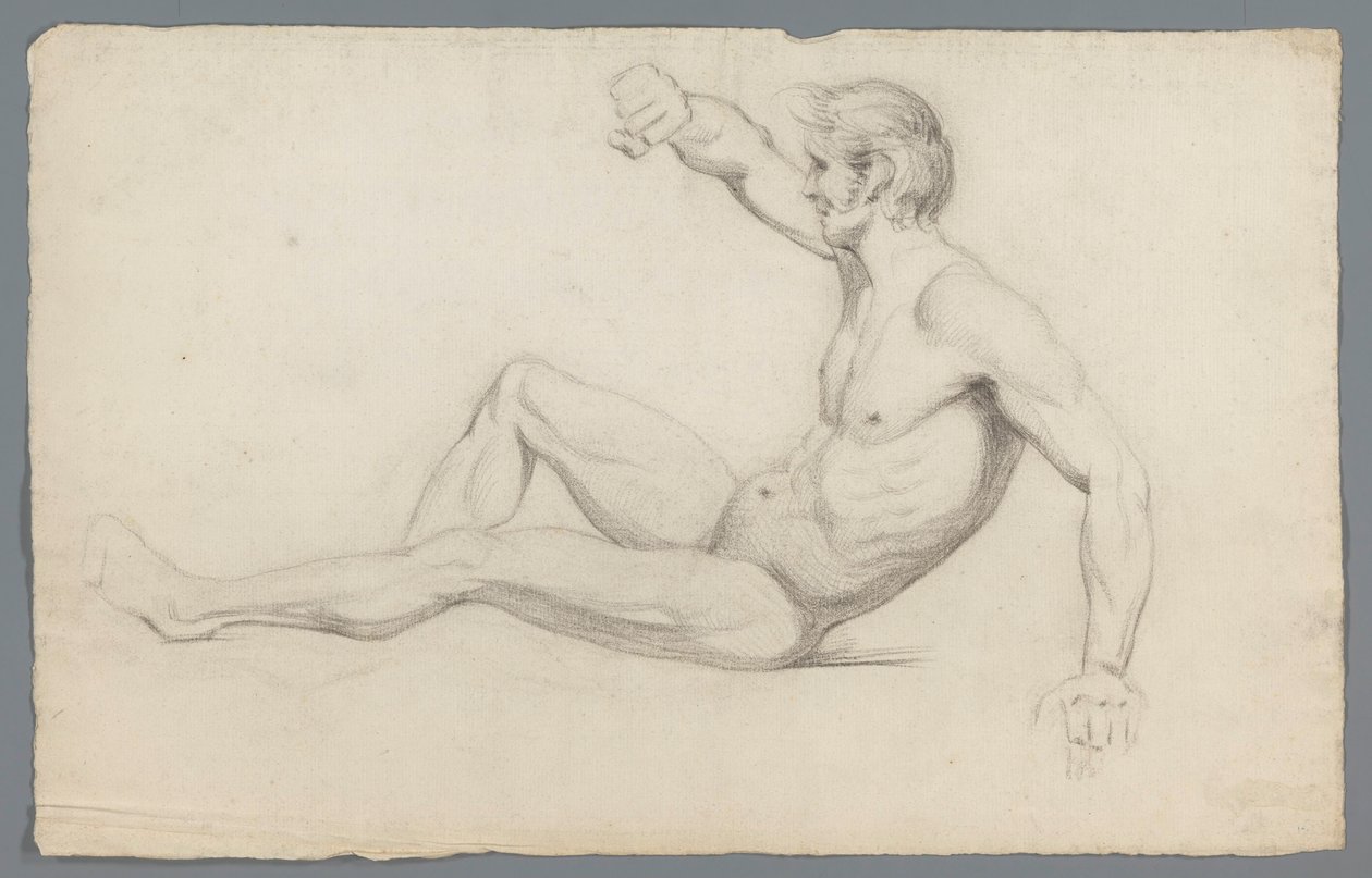 Desnudo masculino sentado, con el brazo levantado de Gerard Allebé