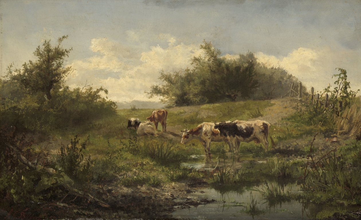 Vacas en un estanque de Gerard Bilders