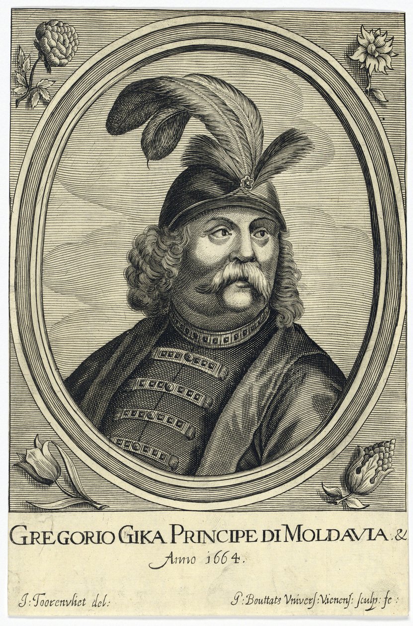 Grigore I Ghica (Ghika) (1628-1675), príncipe de Valaquia par Bouttats, Gerard (ca. 1630-after 1668). Grabado en cobre, hacia 1664, Colección particular de Gerard Bouttats