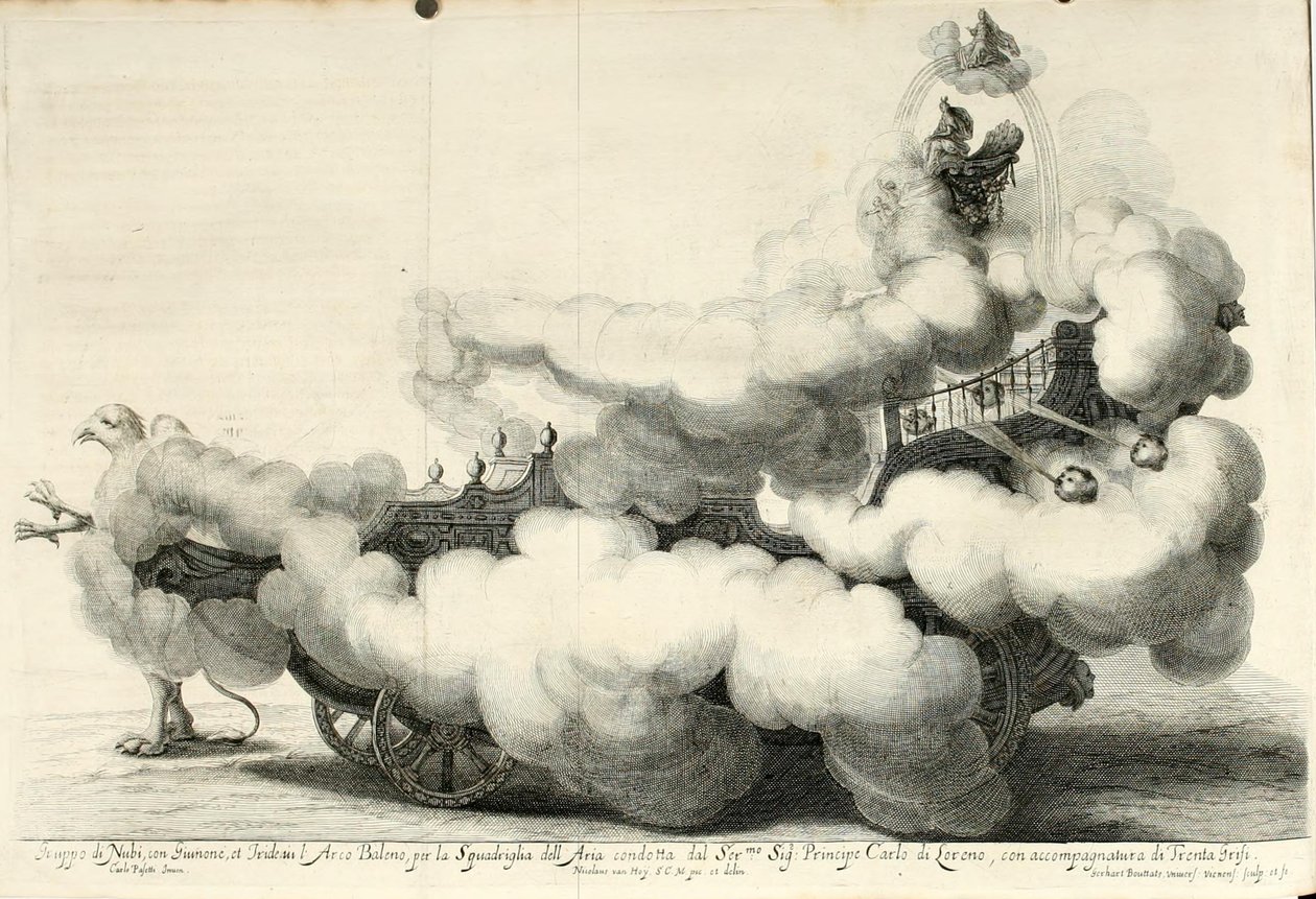 Victoria disputa del aire y del agua. Alegre fiesta a caballo - La carroza (1667) de Gerard Bouttats