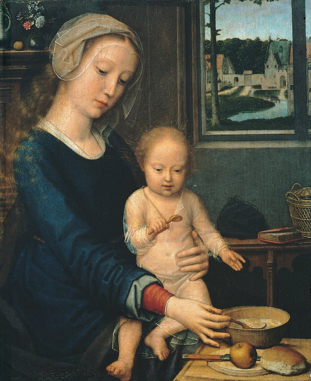 Madonna y el Niño con la sopa de leche, 1510-1515 de Gerard David
