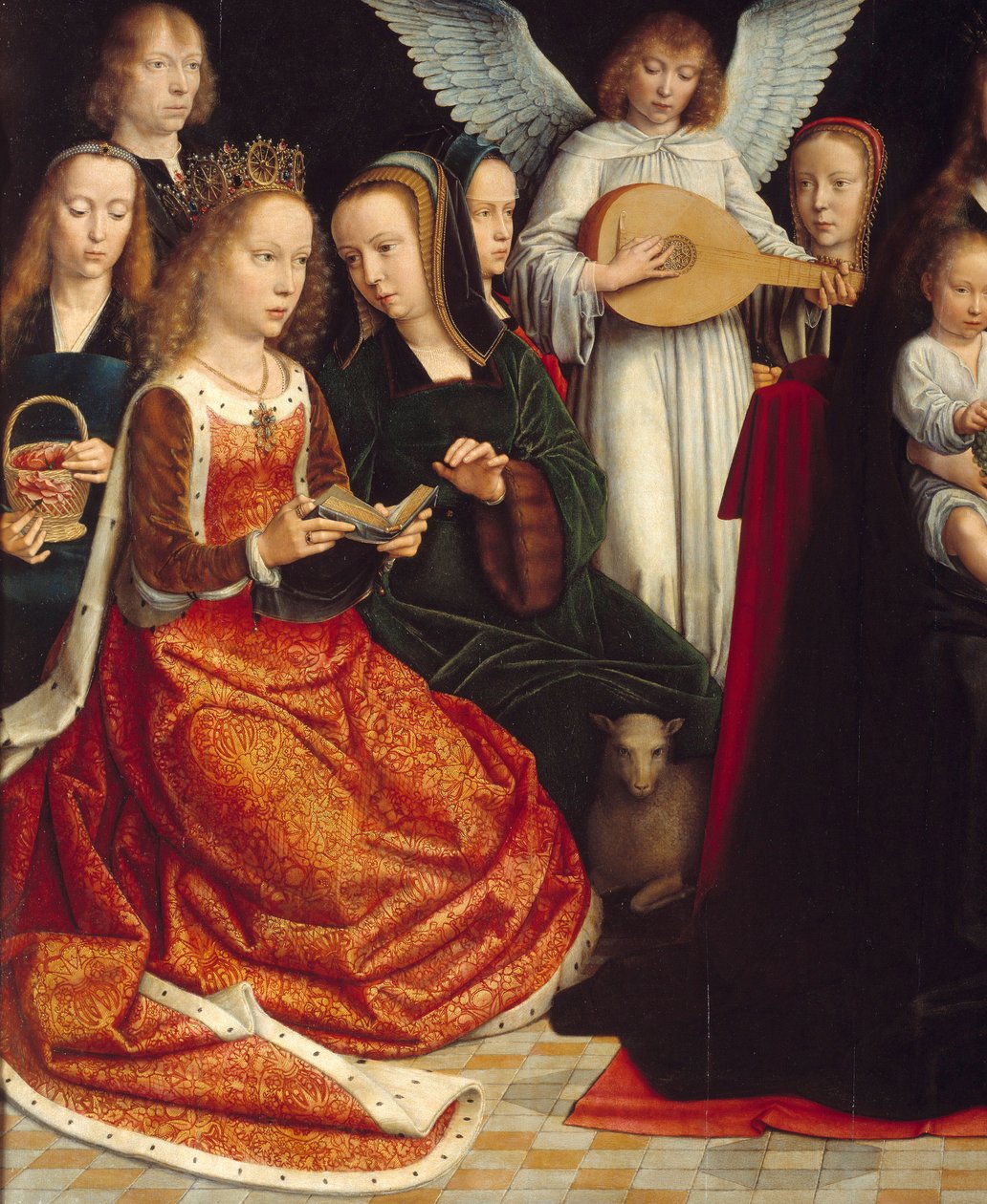 La Virgen entre los santos (detalle) de Gerard David