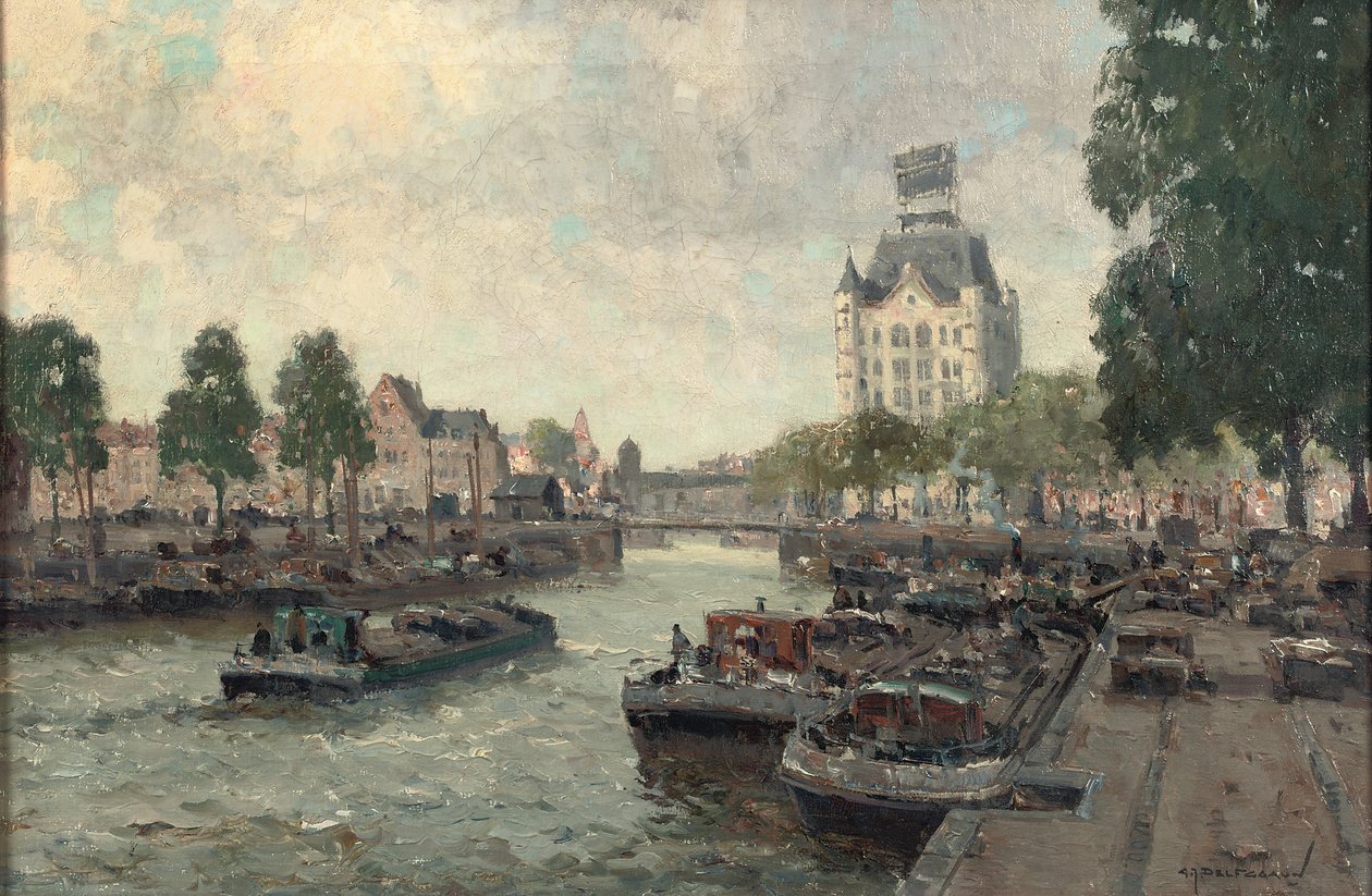 Una vista de la Witte Huis, Rotterdam (óleo sobre lienzo) de Gerard Delfgaauw
